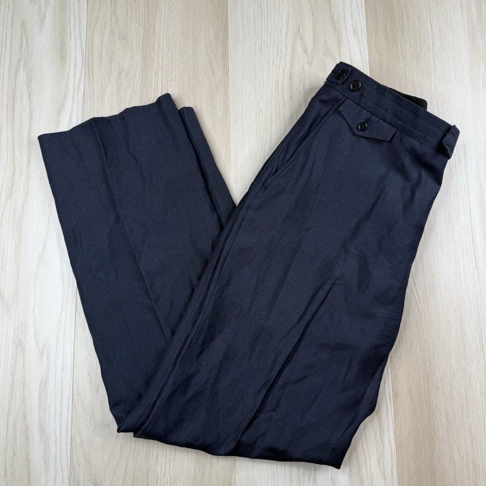John Varvatos Men's Wool Linen Blend Dress Pants Size 34 Navy Blue Made In Italy